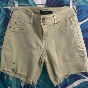 Torrid Light Olive Distressed Jean Shorts